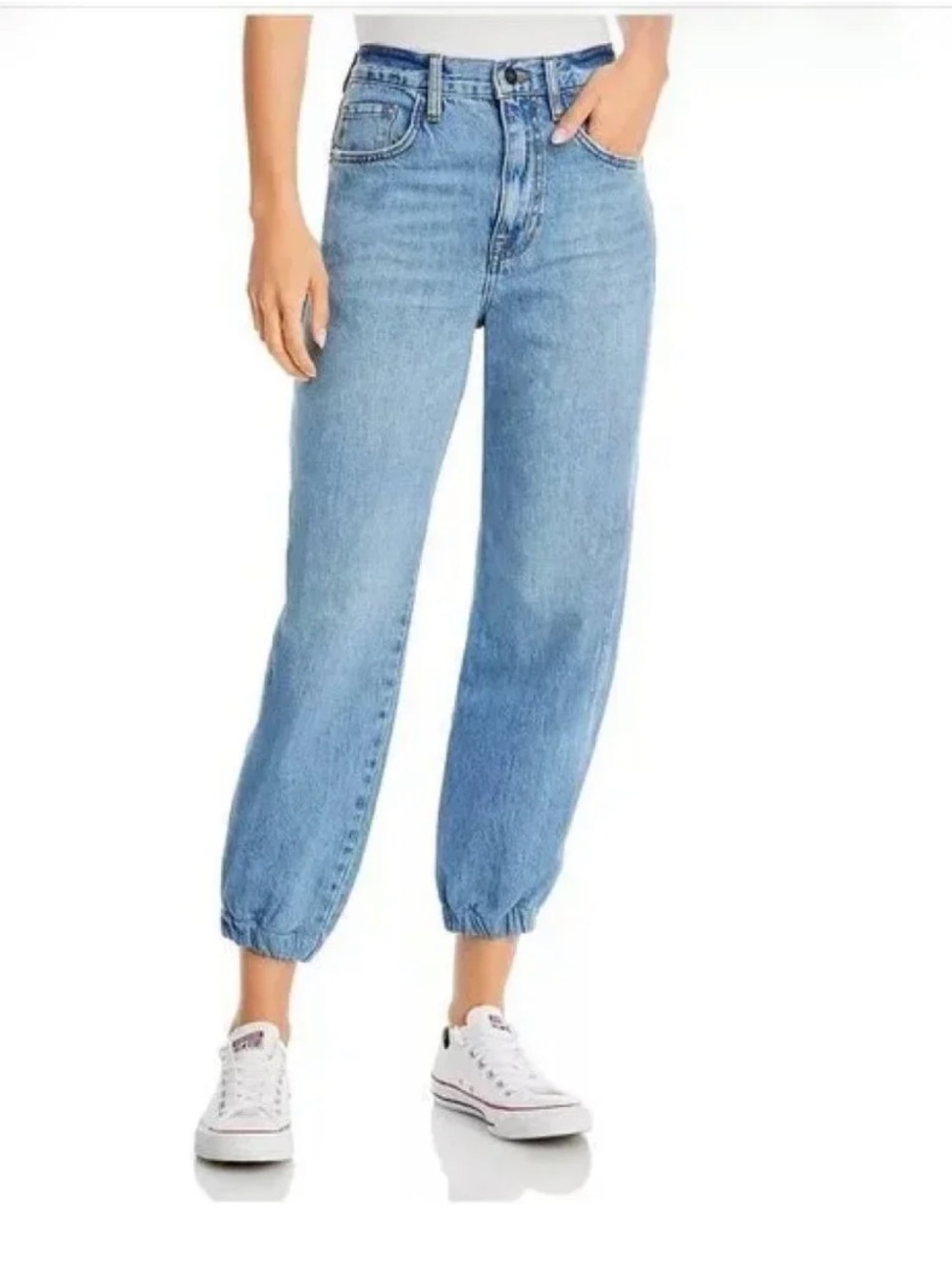 FRAME The Lounge Relaxed Cropped Jogger Jeans in Chill size 27